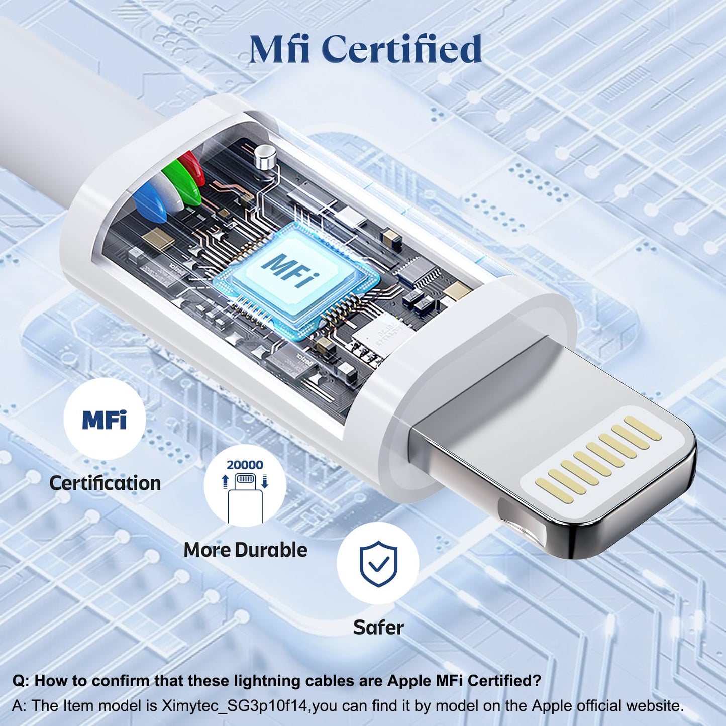RCTech Trio USB-C to Lightning 6FT Fast Charge Cable