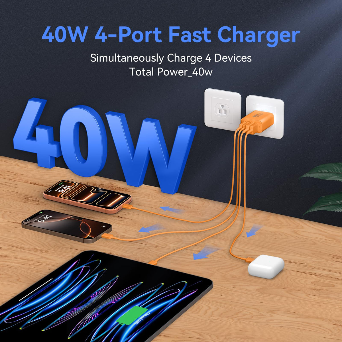 USB C Wall Charger Block, 40W USB Type C iPhone Charger Fast Charging Block