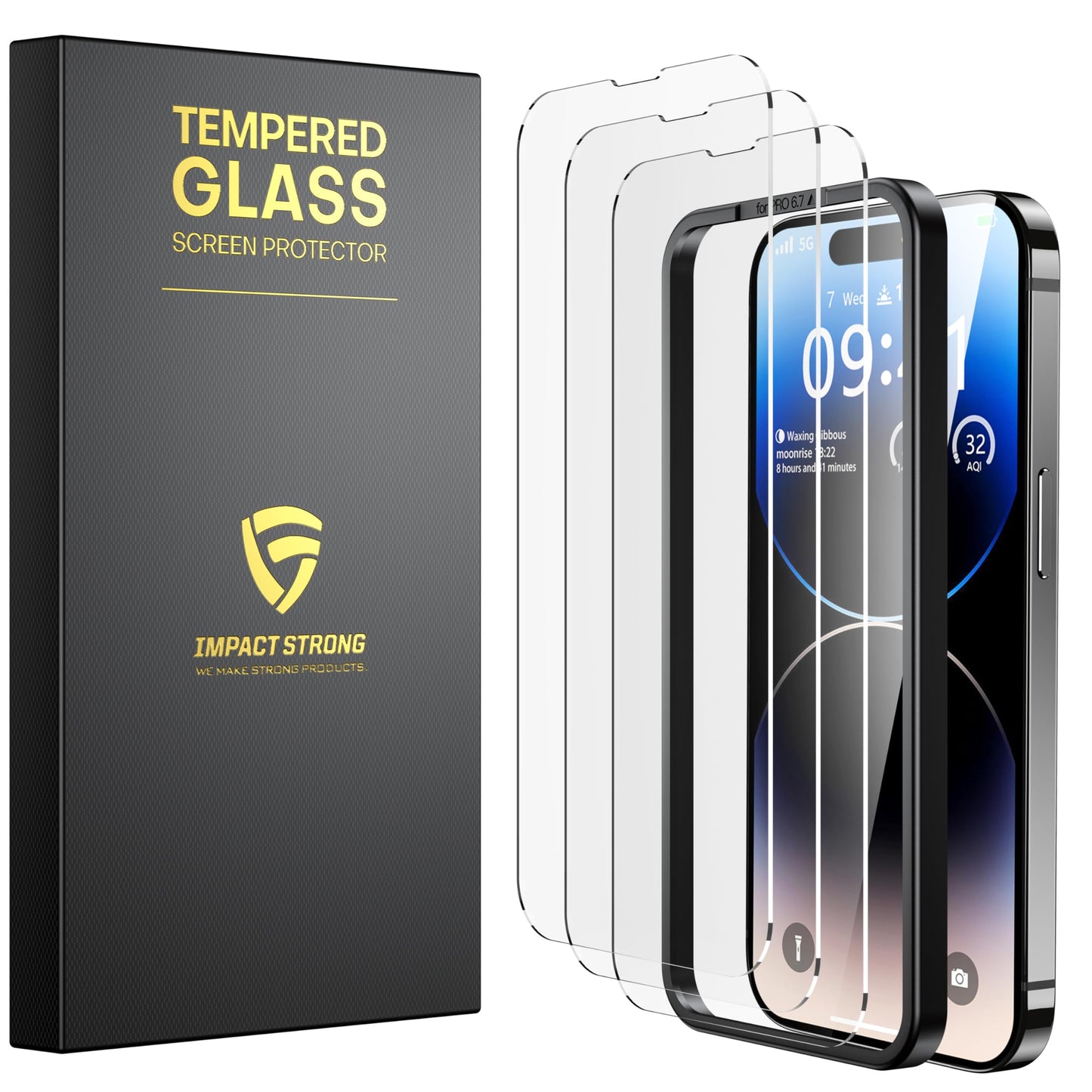 ImpactStrong 3-Pack Glass Protector for iPhone 15/16, 6.1