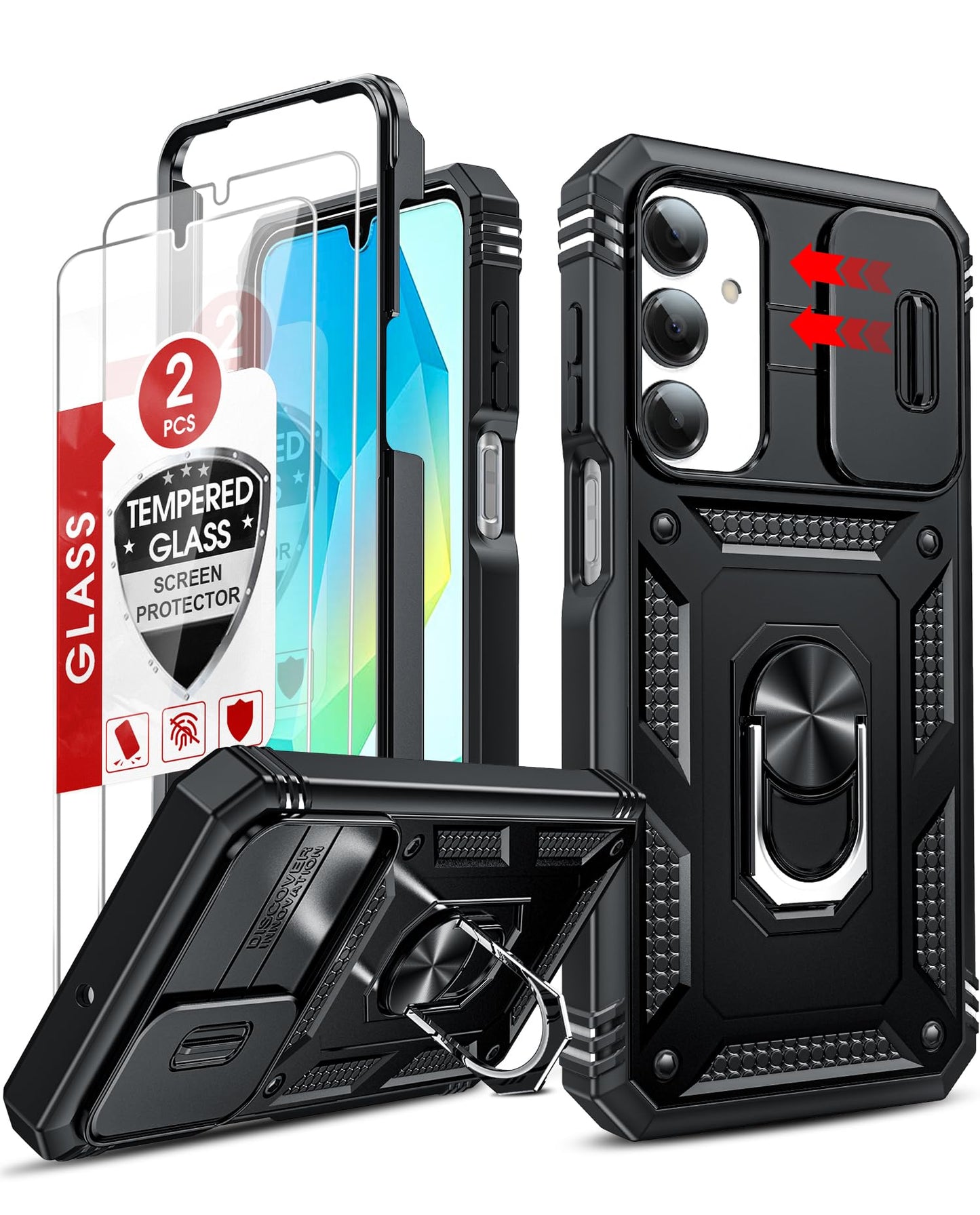 LeYi Samsung S25 FE Case with Camera Cover & Stand
