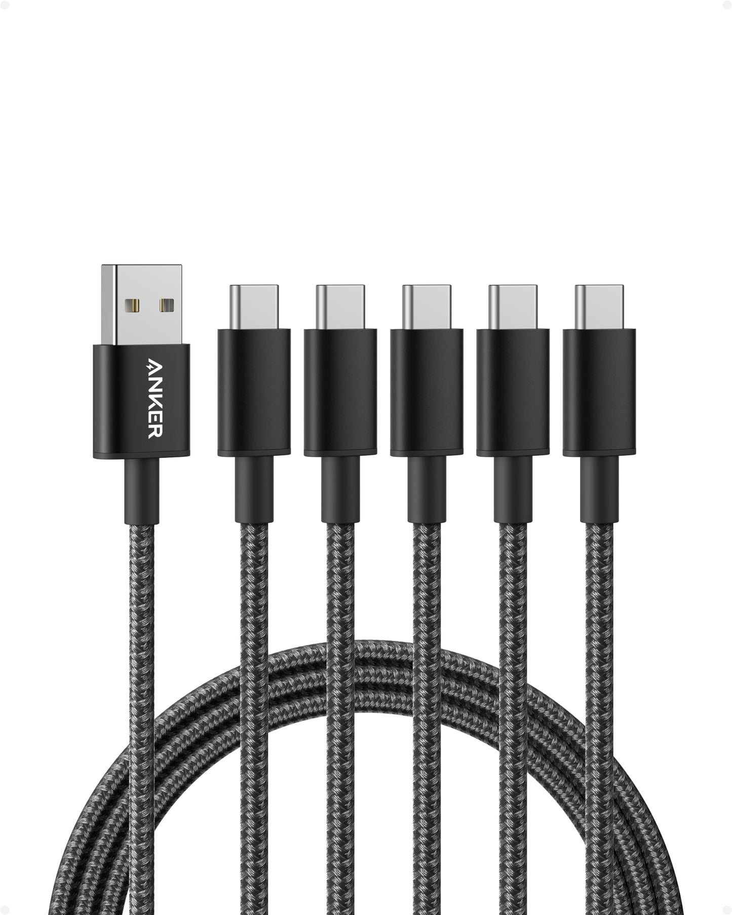 Anker Cable [2 Pack 3ft], USB A to USB C Cable for iPhone 17 Series,Samsung Galaxy S10 S10+, LG V30, Beats Fit Pro and More (Black).