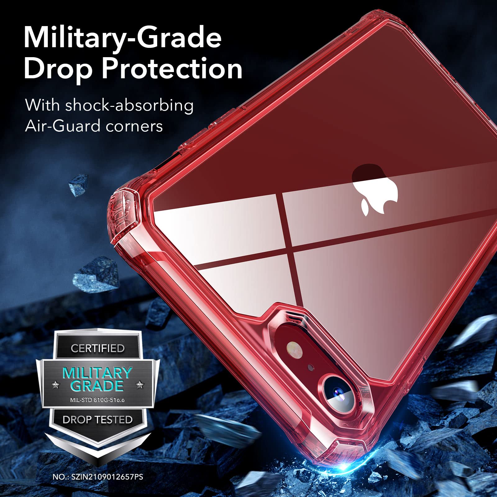 ESR for iPhone SE (2022) Case, iPhone SE (2020) and iPhone 8, Military-Grade Protection, Shock-Absorbing Corners, Yellowing-Resistant Back, Phone Case for SE 3/2, Air Armor Case, Clear Black