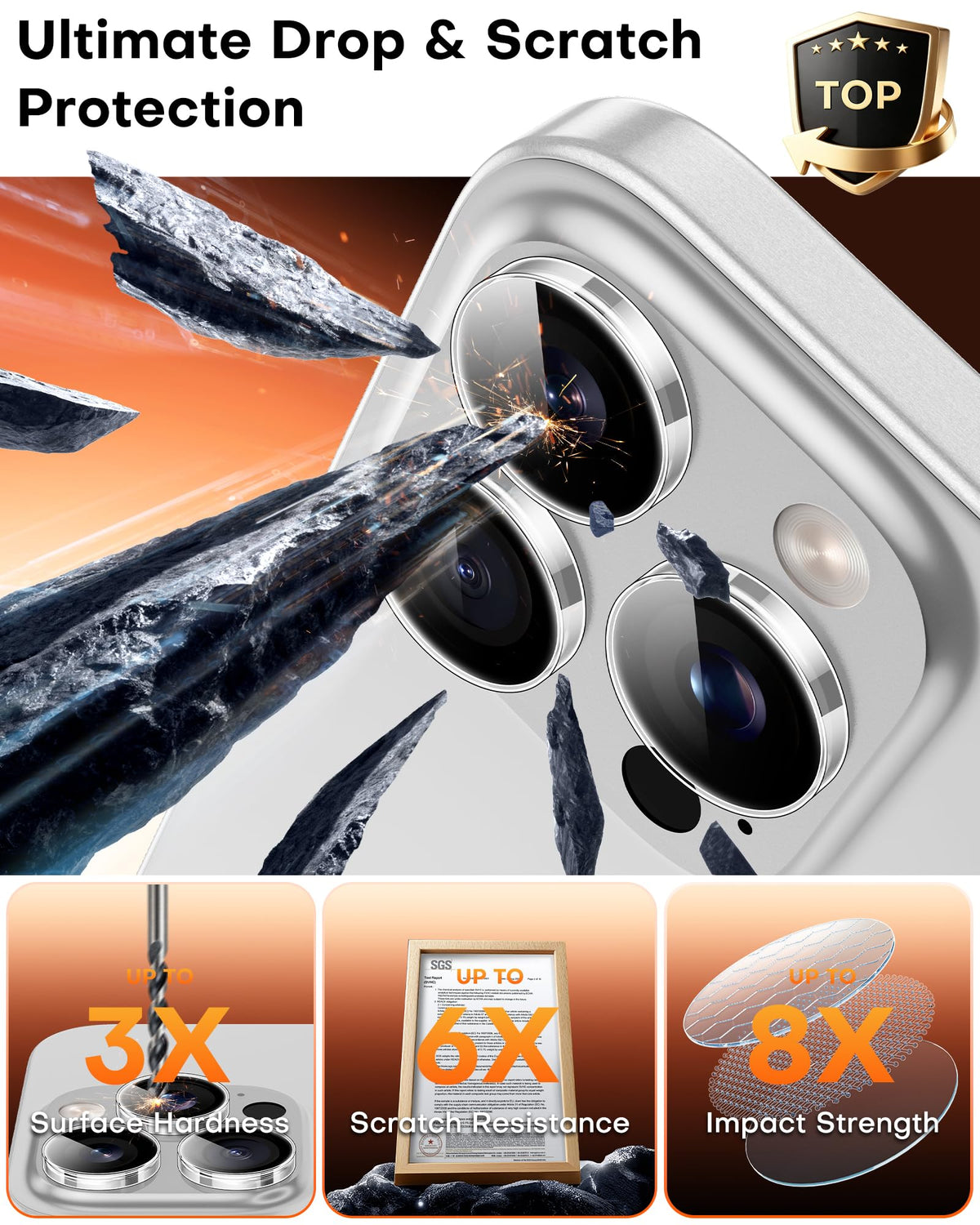 TOCOL Camera Lens Protector for iPhone 17 Tempered Glass HD Individual Scratch Resistant Camera Cover Accessories Case Friendly 2 Pack（Clear）