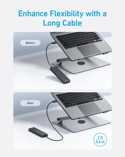 Anker USB Hub 4 Ports, Multiple USB 3.0 Hub, USB Splitter for Laptop, Extender for A Port Laptop, PC, Desktop and More [Charging Not Supported](2ft USB-A)
