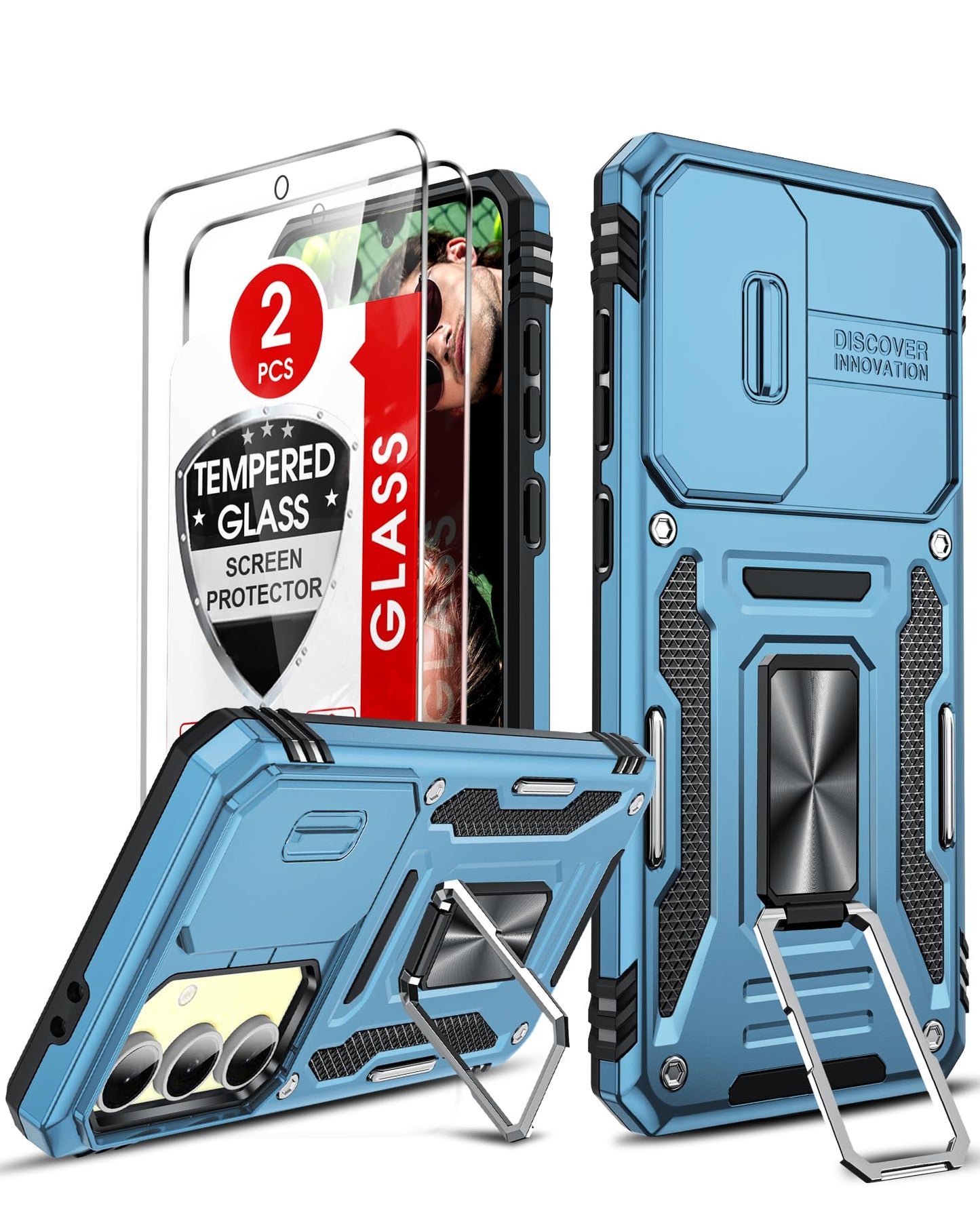 LeYi Samsung S25 FE Case with Camera Cover & Stand