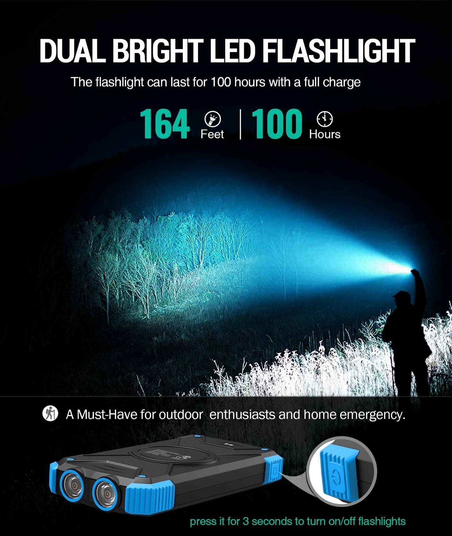 BLAVOR Solar Power Bank 10,000mAh Wireless Charger