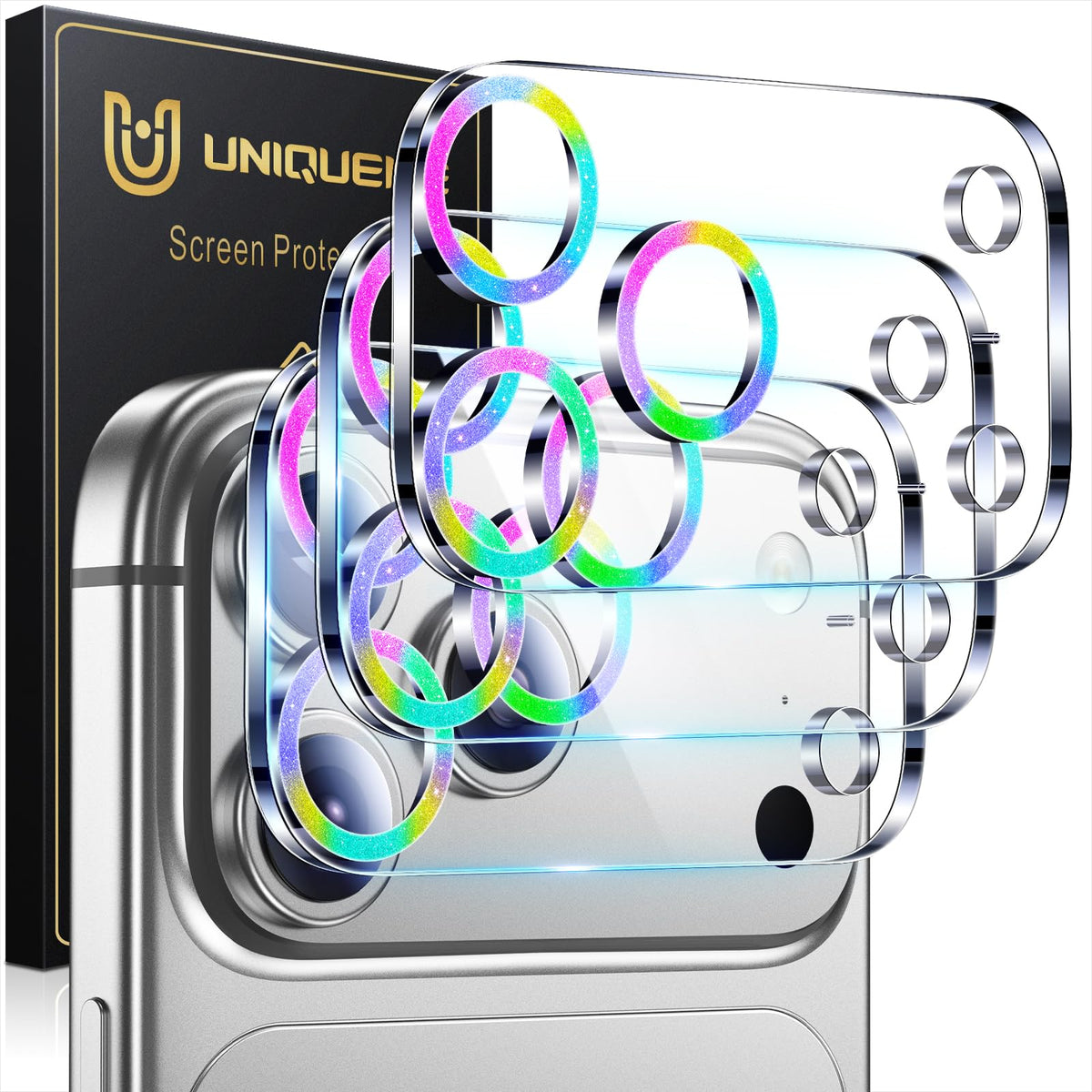UniqueMe for 3 Pack iPhone 16 Pro/iPhone 16 Pro Max Camera Lens Protector