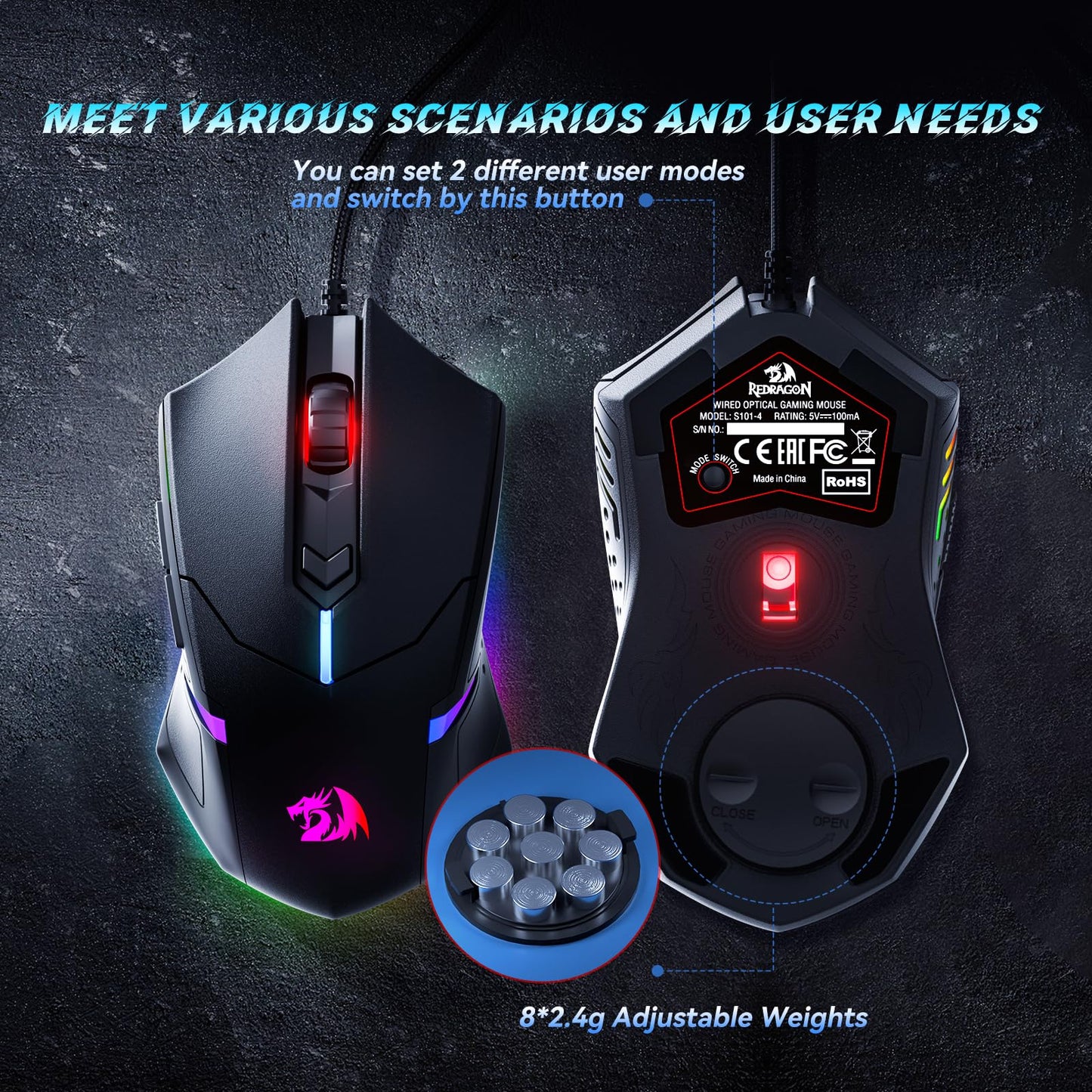 Redragon Elite RGB Combo: S101 Keyboard & M601 Mouse