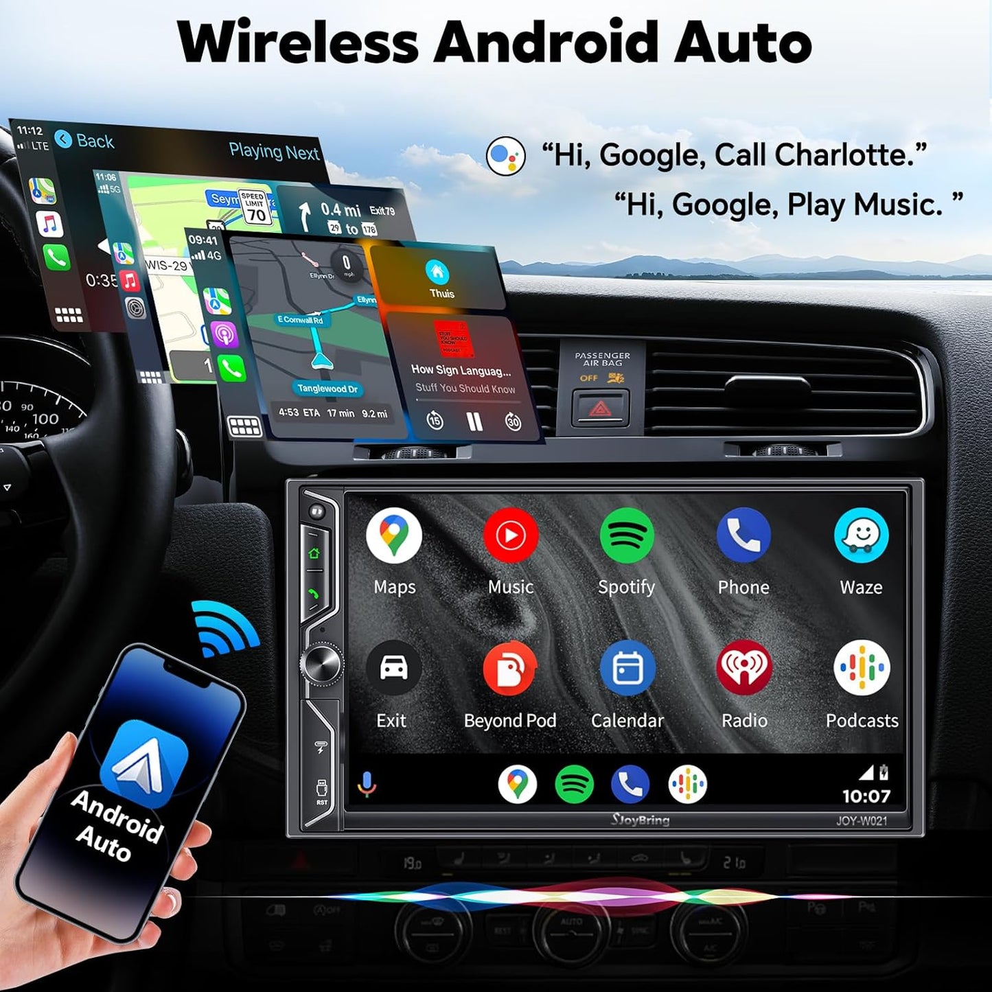 QLEDSync 7 Car Stereo: Wireless CarPlay & Android