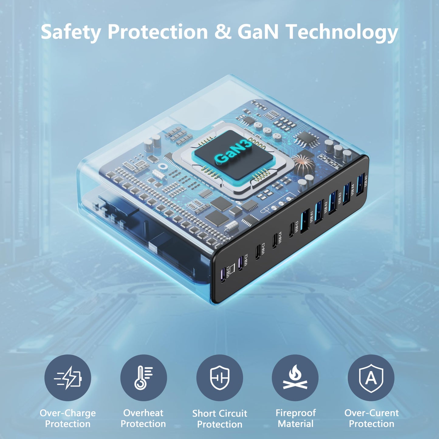 PowerHub 320: High-Speed 10-Port USB-C Charger