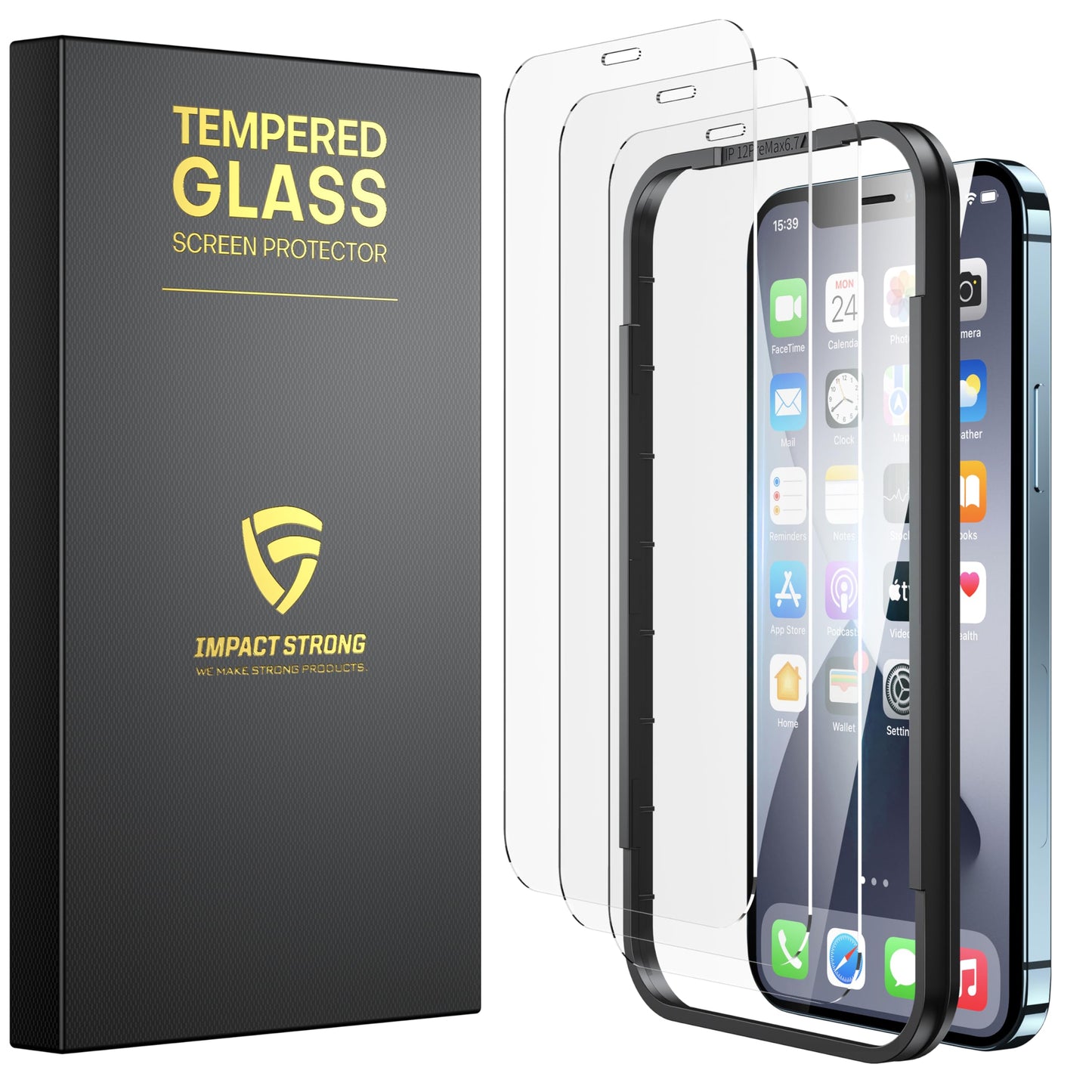 ImpactStrong 3-Pack Glass Protector for iPhone 15/16, 6.1