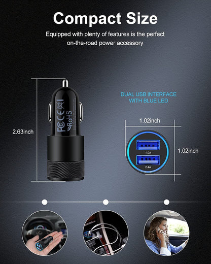 DualBoost Car Charger: Fast 3.4A 2-Pack USB Adapter
