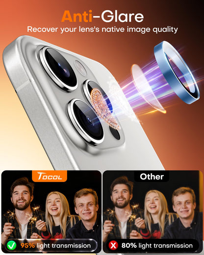 TOCOL Camera Lens Protector for iPhone 17 Tempered Glass HD Individual Scratch Resistant Camera Cover Accessories Case Friendly 2 Pack（Clear）