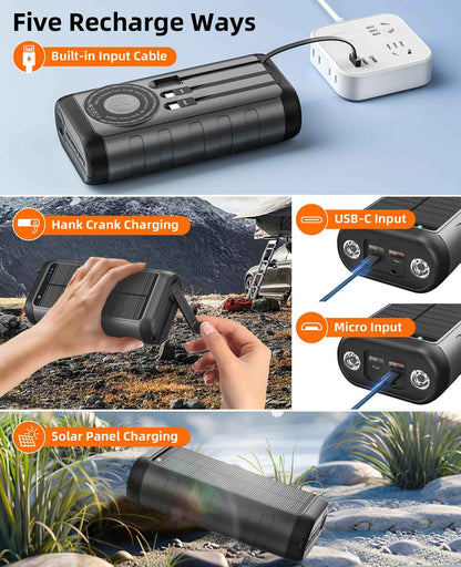 Solar Power Bank 20000mAh with 4 Cables & Flashlights