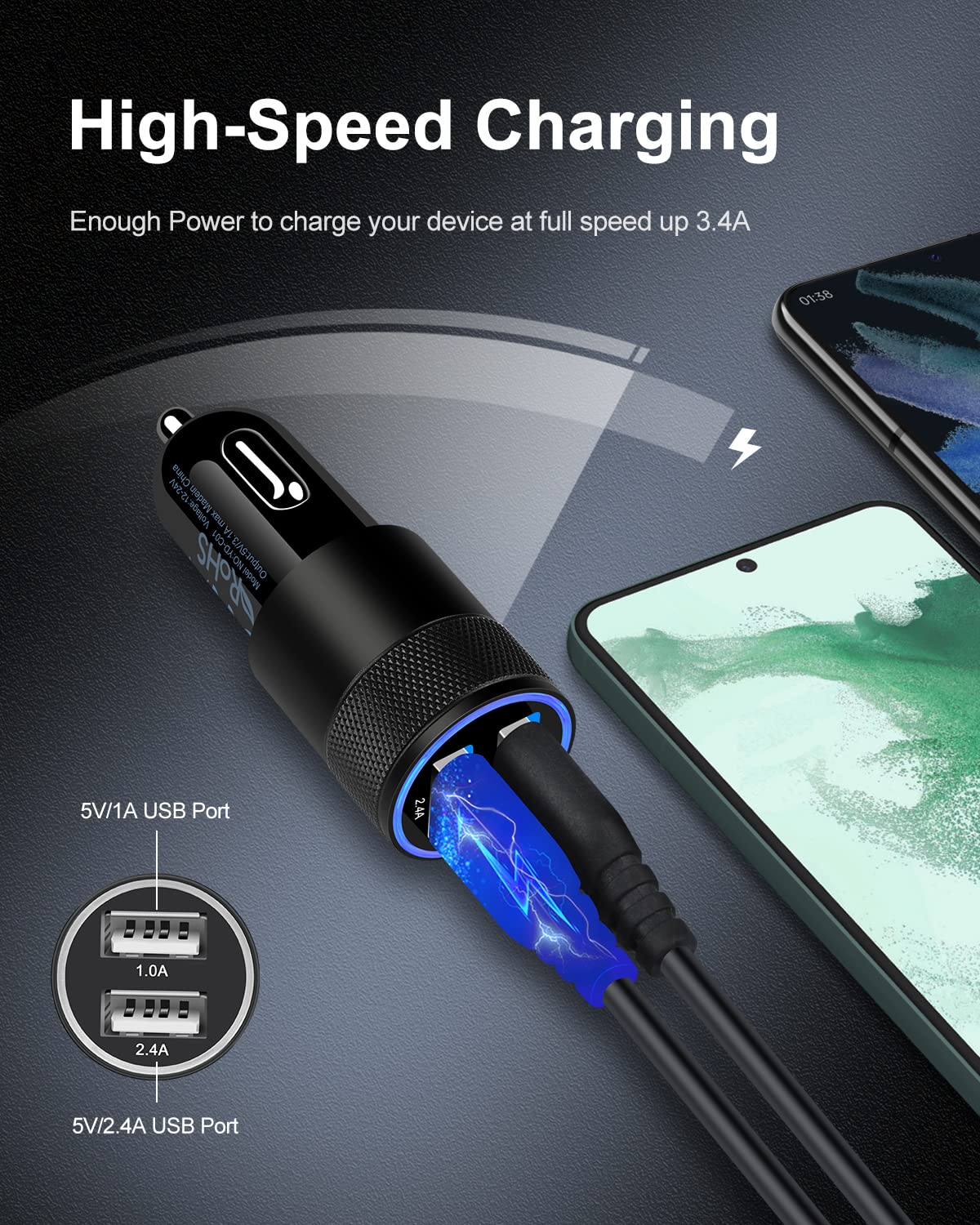 DualBoost Car Charger: Fast 3.4A 2-Pack USB Adapter