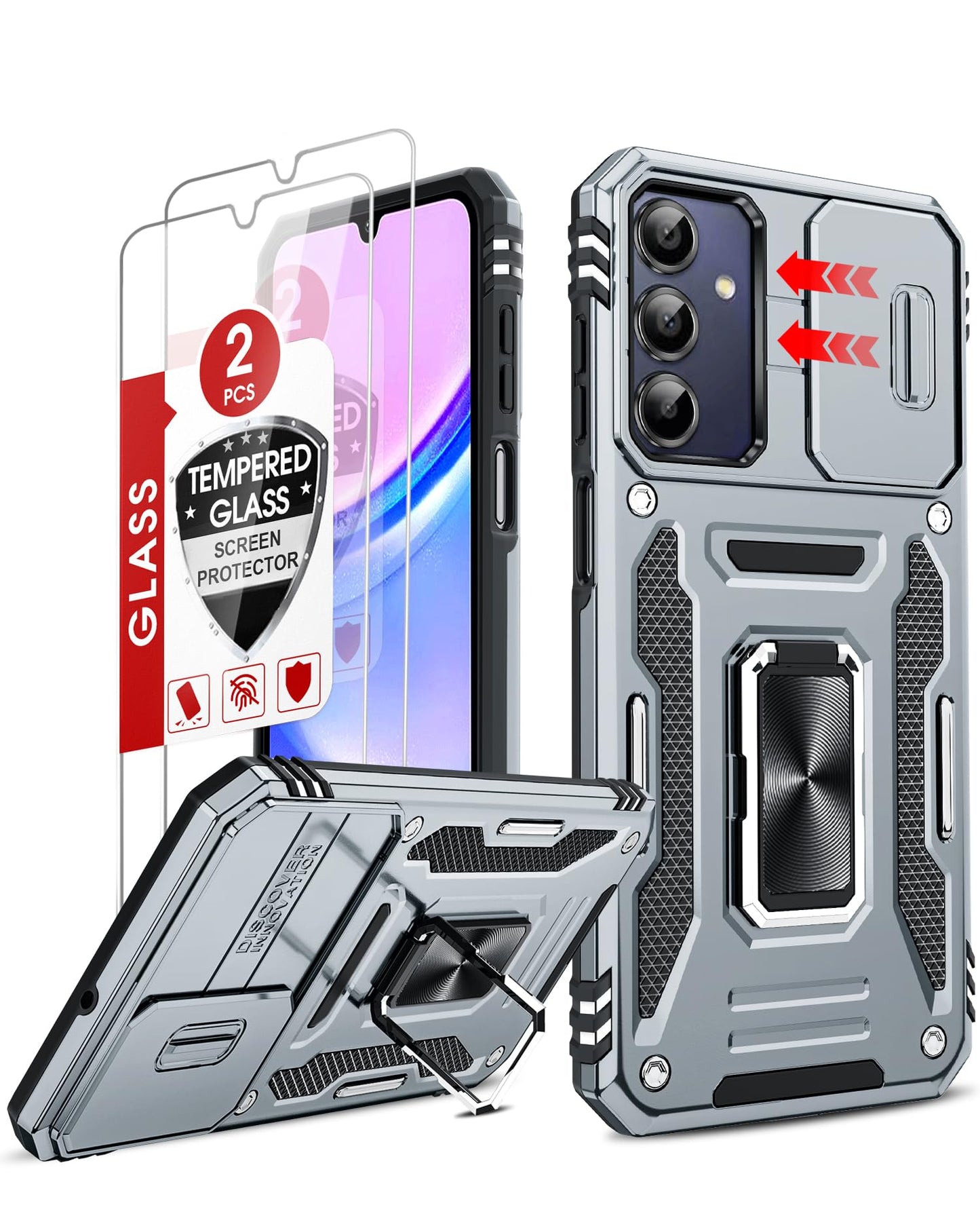 LeYi Samsung S25 FE Case with Camera Cover & Stand