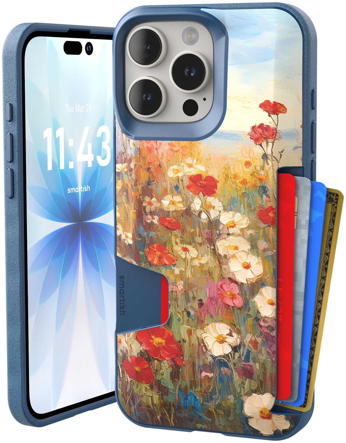 Smartish iPhone 18 Pro/17 Pro Wallet Case, Wallet Slayer V1, Cherry Blossom