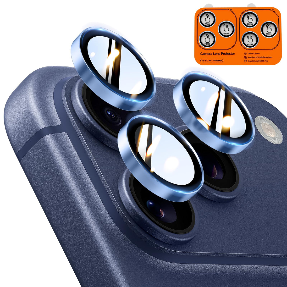 TOCOL Camera Lens Protector for iPhone 17 Tempered Glass HD Individual Scratch Resistant Camera Cover Accessories Case Friendly 2 Pack（Clear）