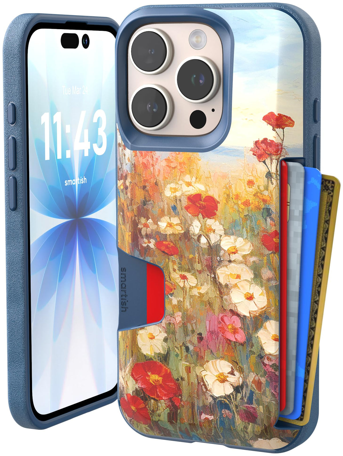 Smartish iPhone 18 Pro/17 Pro Wallet Case, Wallet Slayer V1, Cherry Blossom