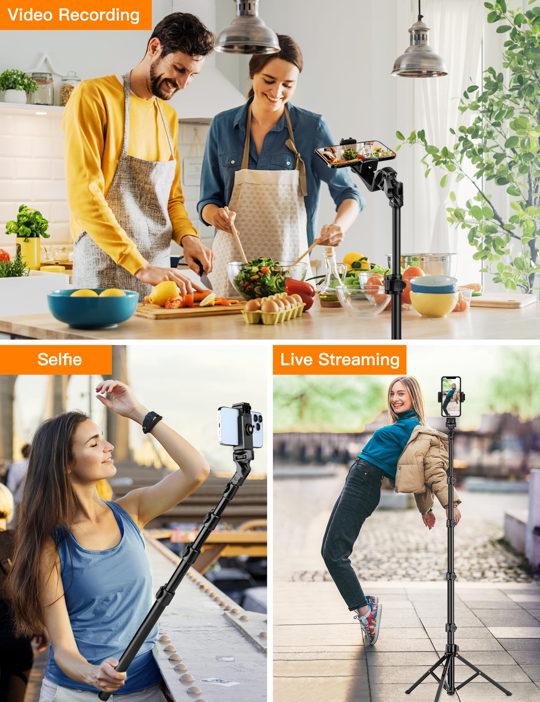 86 Tall Phone Tripod with Flexible Gooseneck & Remote