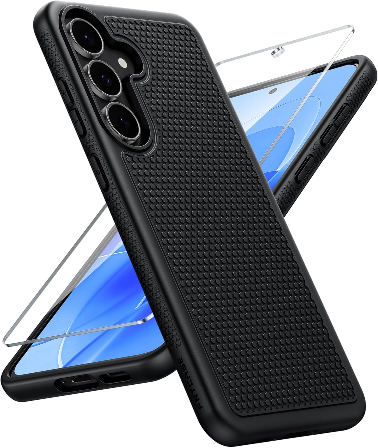 FNTCASE for Galaxy A17/A16 5G Phone Case - Samsung A17 Military Grade Drop Protection, 14ft Drop Tested, Screen Protector Included, Anti-Slip Matte Textured, TPU+PC Dual Layer Shockproof Cover (Black)