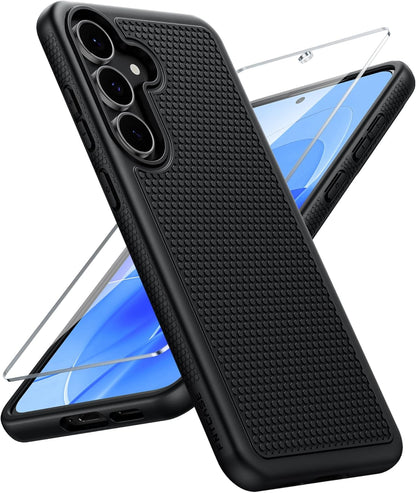 FNTCASE for Galaxy A17/A16 5G Phone Case - Samsung A17 Military Grade Drop Protection, 14ft Drop Tested, Screen Protector Included, Anti-Slip Matte Textured, TPU+PC Dual Layer Shockproof Cover (Black)