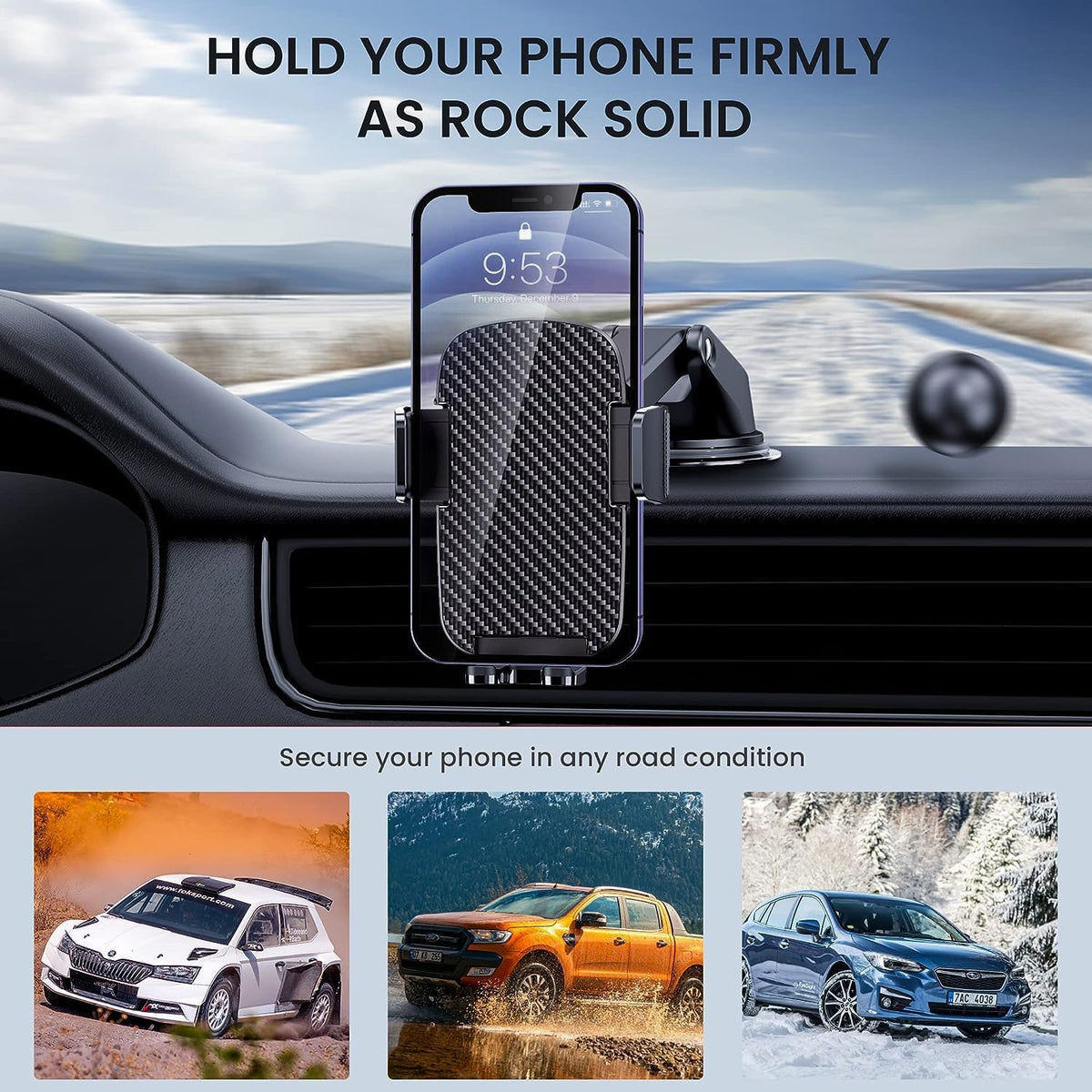 Qifutan Cell Phone Holder for Car Mount Car Vent Phone Mount, 360° Rotatable, Hands-Free Air Vent Holder for iPhone Smartphones Camera Mounts(4-7 Inch)