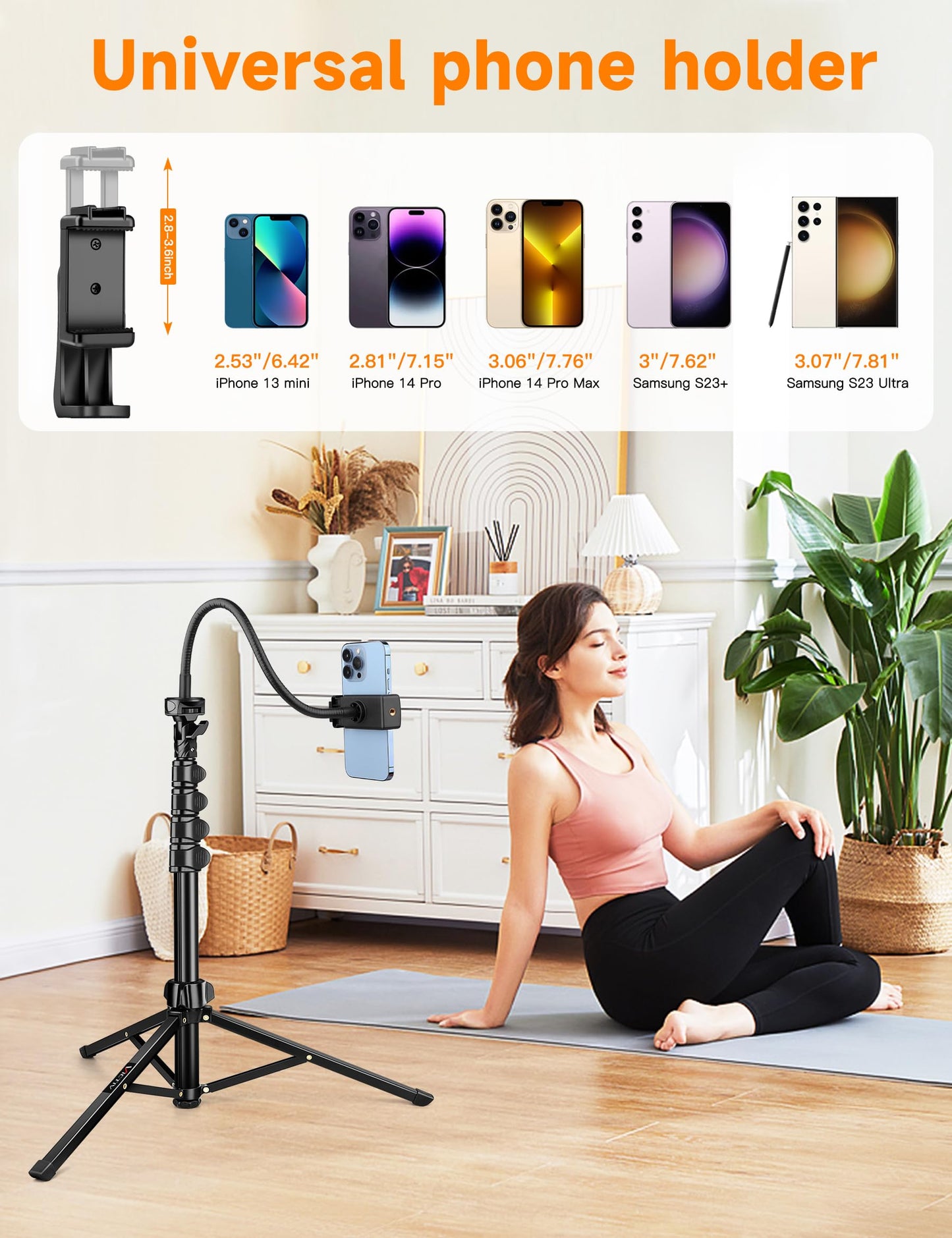 86 Tall Phone Tripod with Flexible Gooseneck & Remote