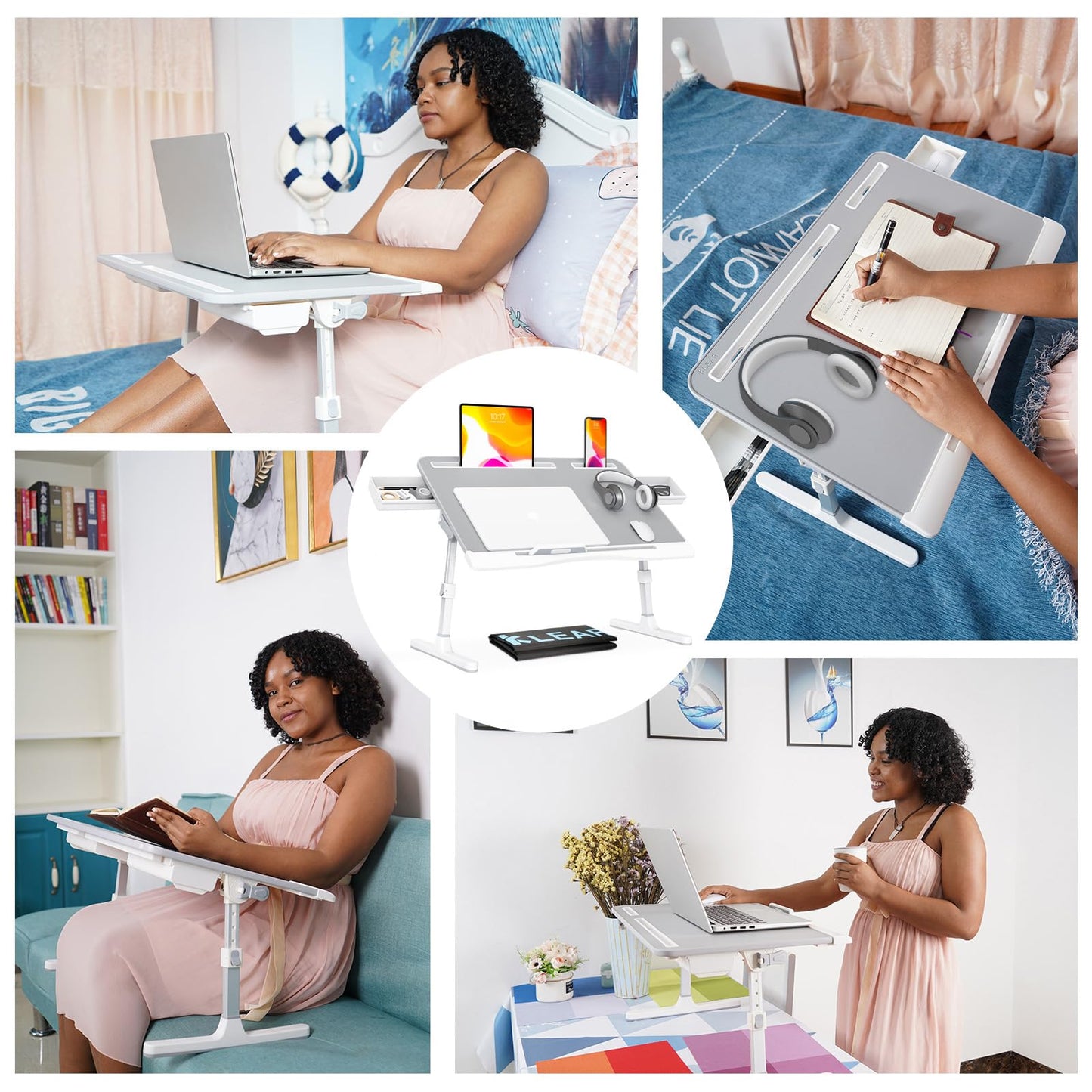 FlexiFold XL: Adjustable Laptop Tray for Bed & Sofa