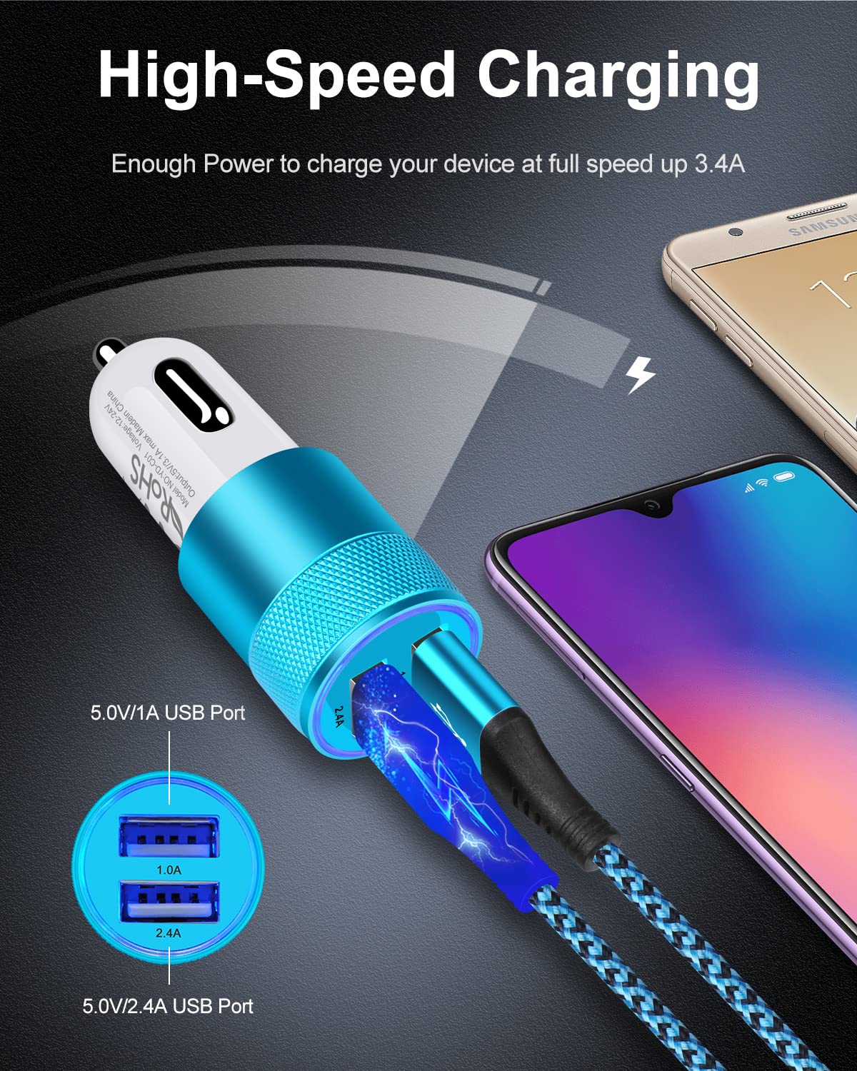 DualBoost Car Charger: Fast 3.4A 2-Pack USB Adapter