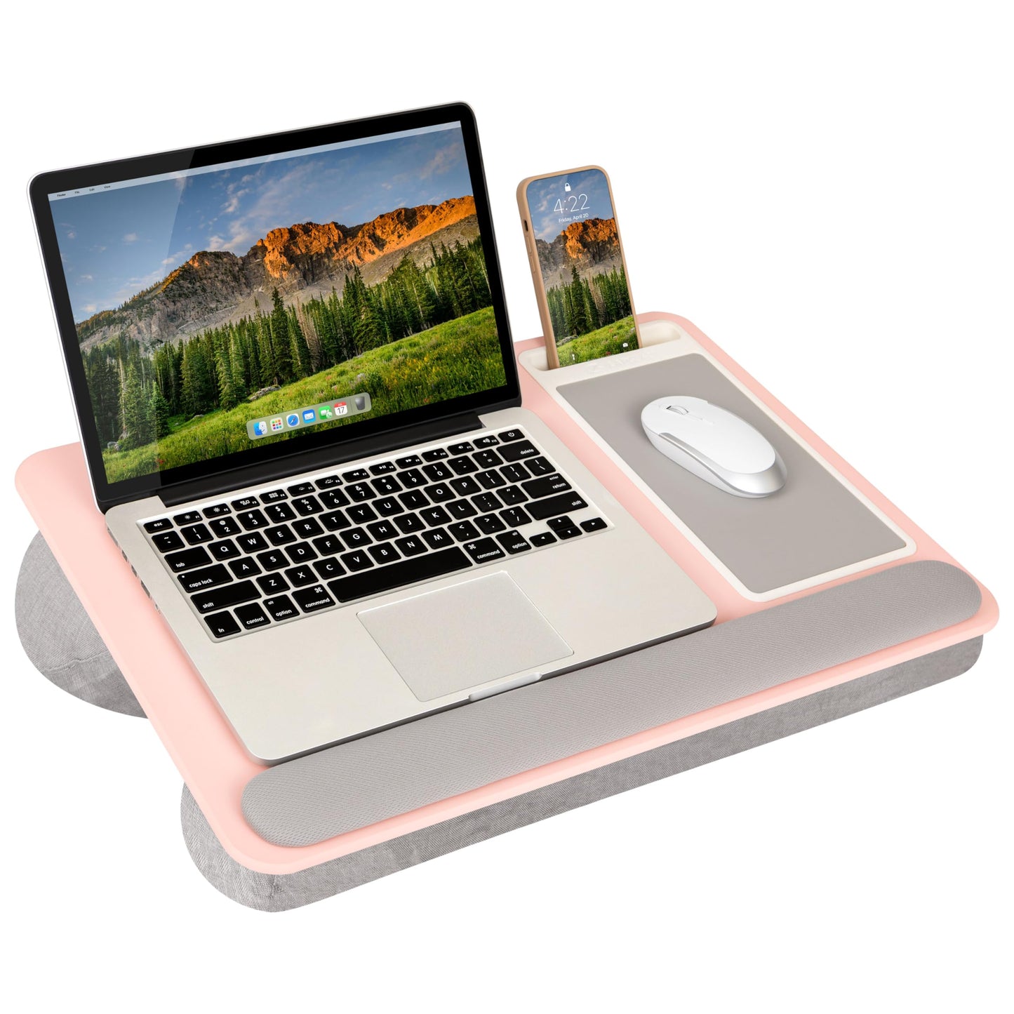 PinkComfort Lap Desk: Device Ledge & Phone Holder