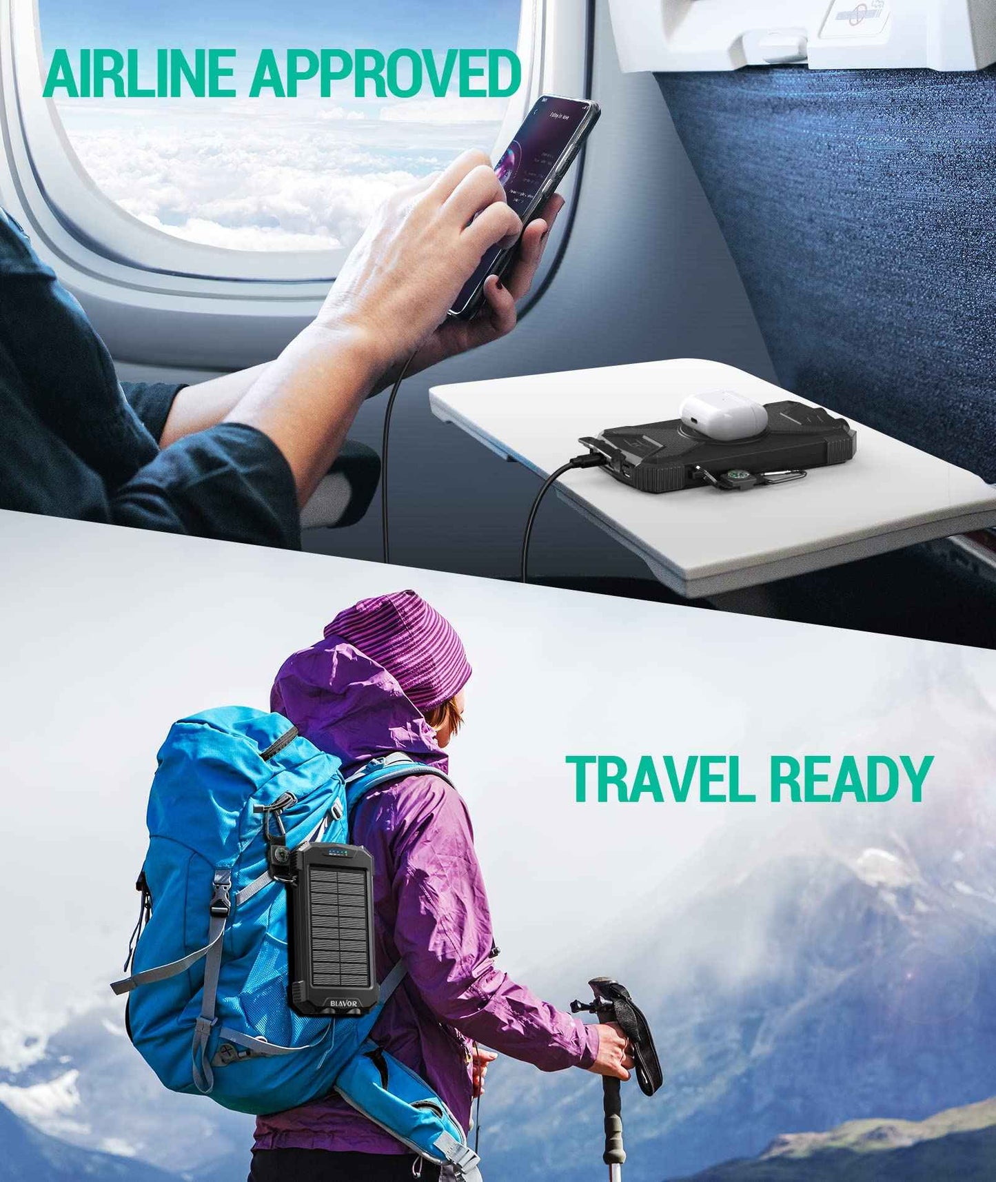 BLAVOR Solar Power Bank 10,000mAh Wireless Charger