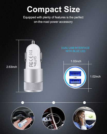 DualBoost Car Charger: Fast 3.4A 2-Pack USB Adapter