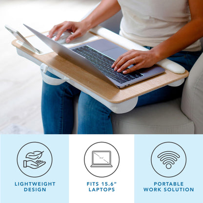 PinkComfort Lap Desk: Device Ledge & Phone Holder