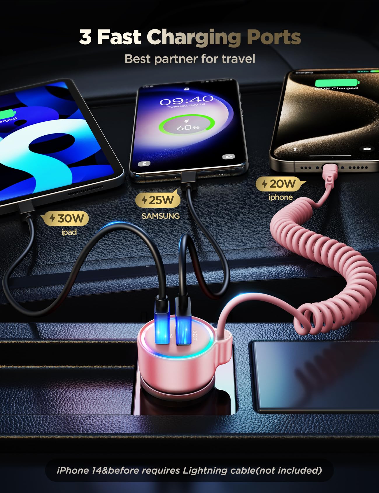 TurboCharge 72W Car Adapter: iPhone & Galaxy Ready!