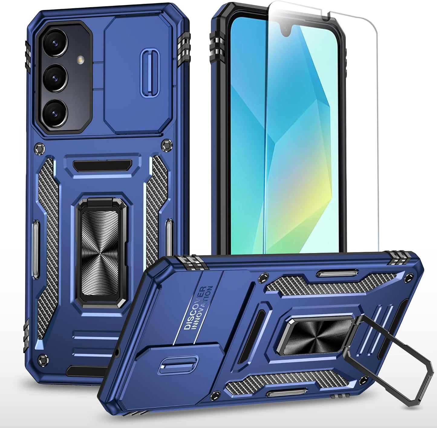 SunStory Phone Case Compatible with Samsung Galaxy A16 5G Case with HD Screen Protector & Slide Camera Cover & Kickstand, [Military-Grade] Phone Case for Samsung A16 (Red)