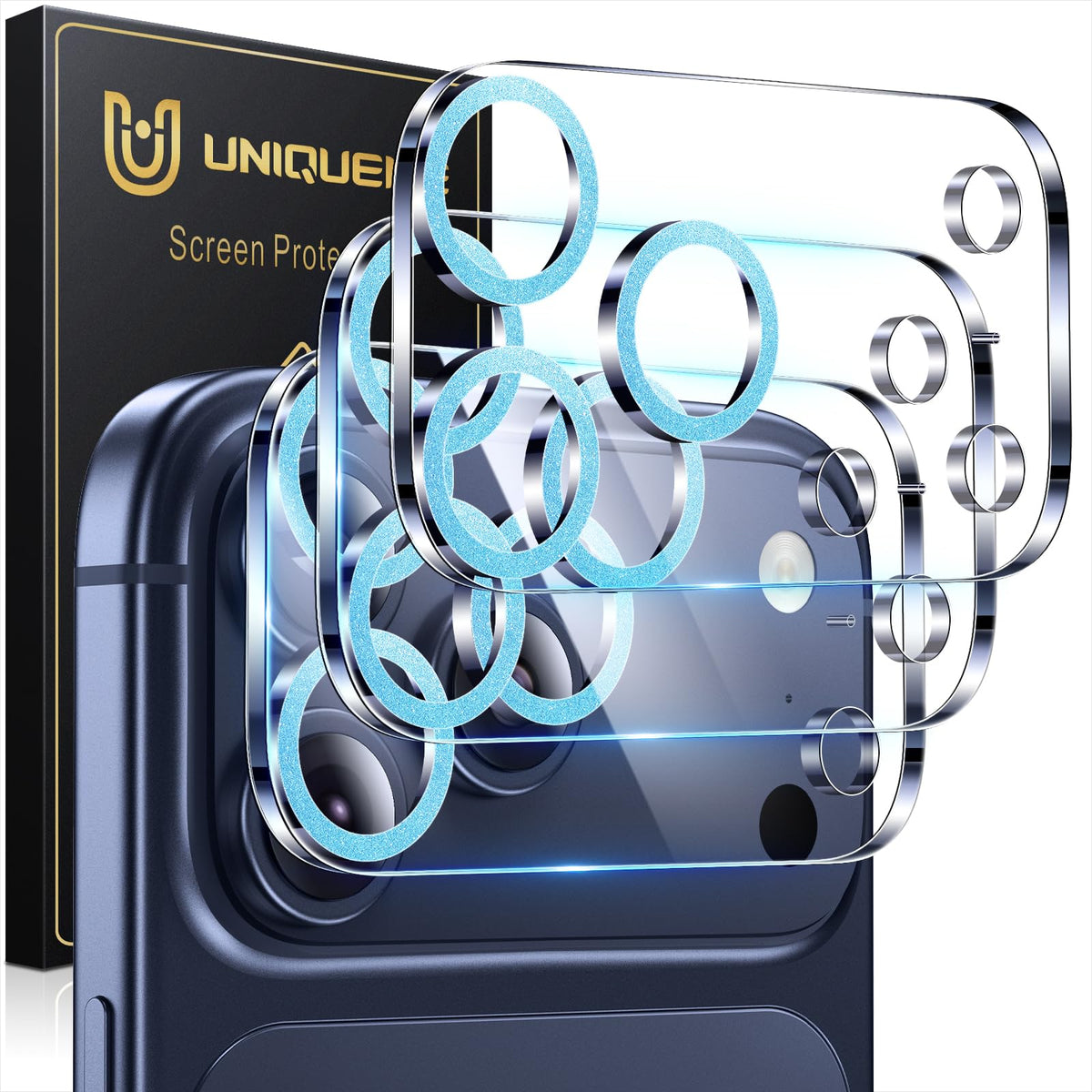 UniqueMe for 3 Pack iPhone 16 Pro/iPhone 16 Pro Max Camera Lens Protector