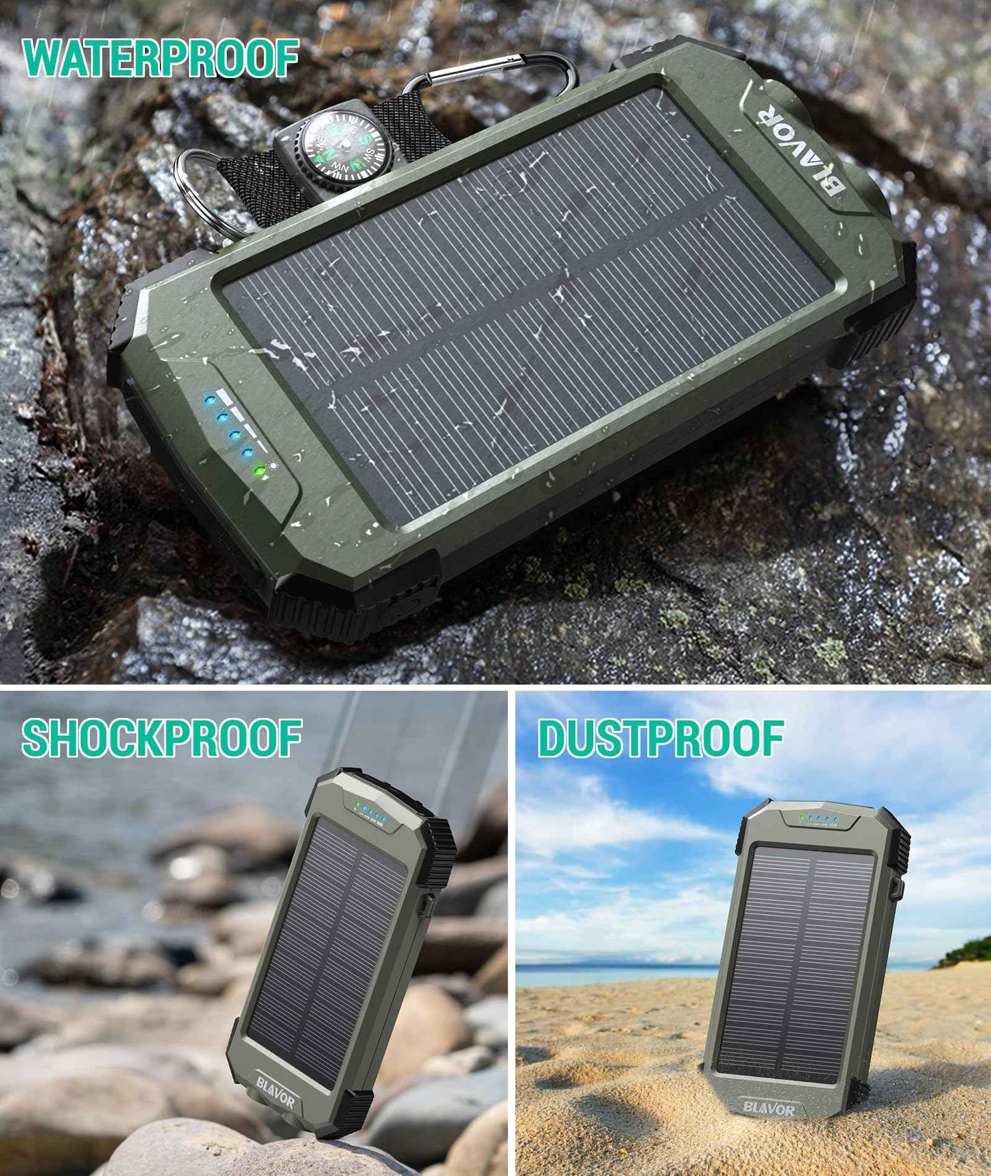 BLAVOR Solar Power Bank 10,000mAh Wireless Charger