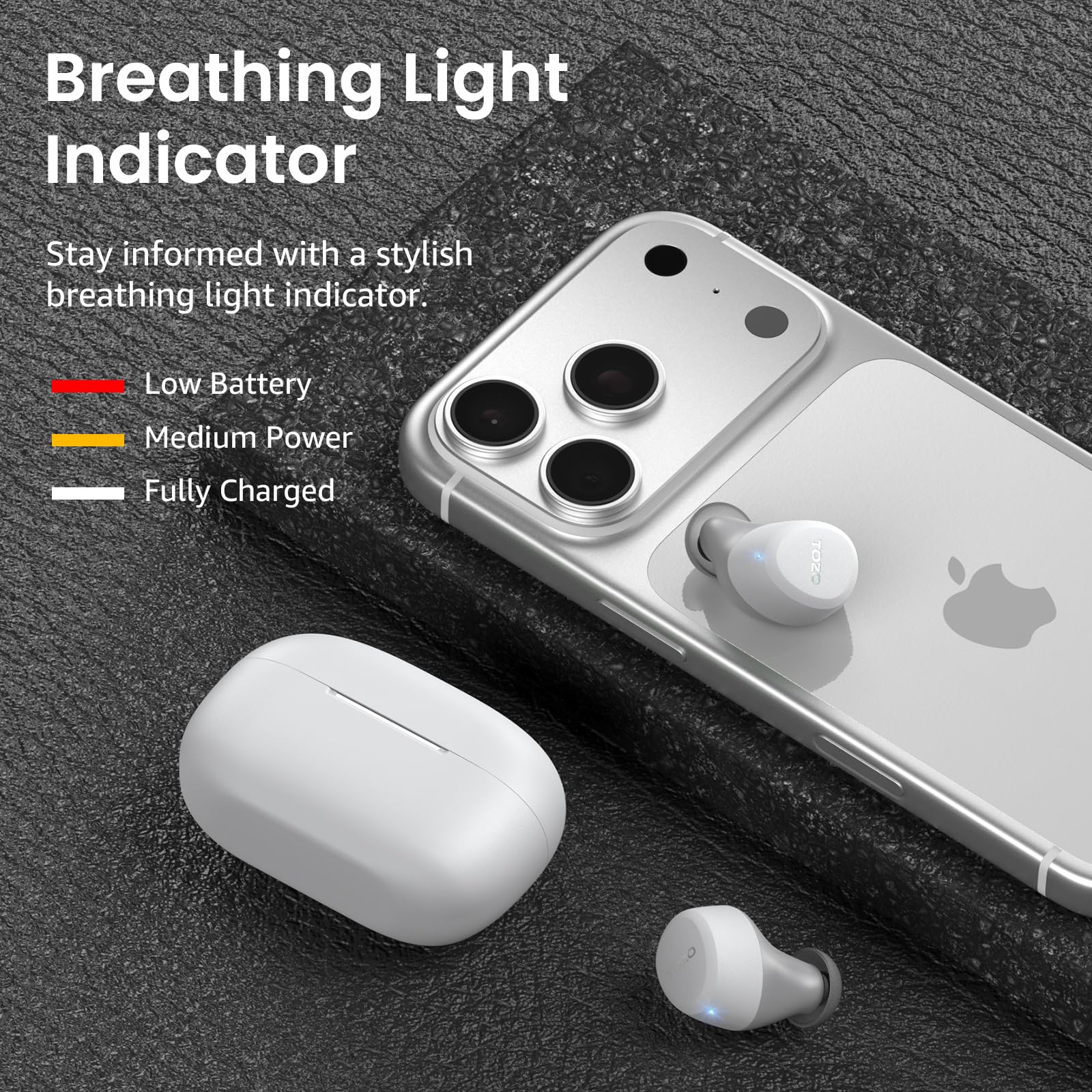 TOZO A1 Wireless Earbuds Bluetooth 5.3 Light Weight in Ear IPX5 Waterproof Headphones 2 Mic for AI Calls, Immersive Premium Sound Bass Headset with Charging Case, 32 Presets EQ Customization via App