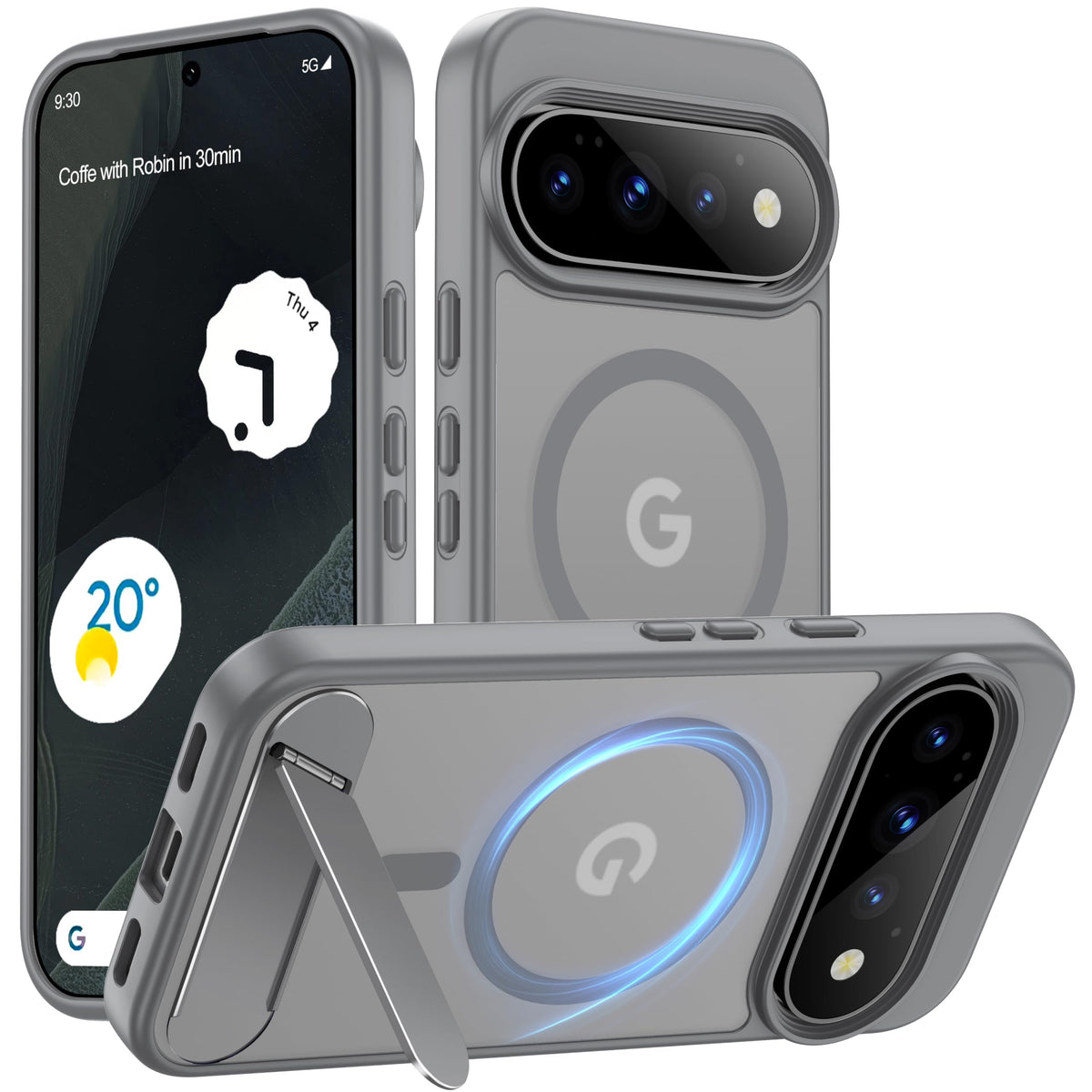 for Google Pixel 11/Pixel 11 Pro Case, Built-in Stand, Black