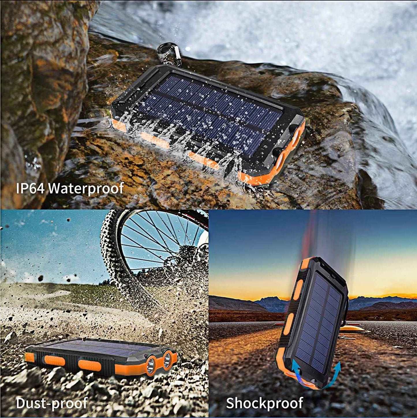 Solar Power Bank 20000mAh with 4 Cables & Flashlights