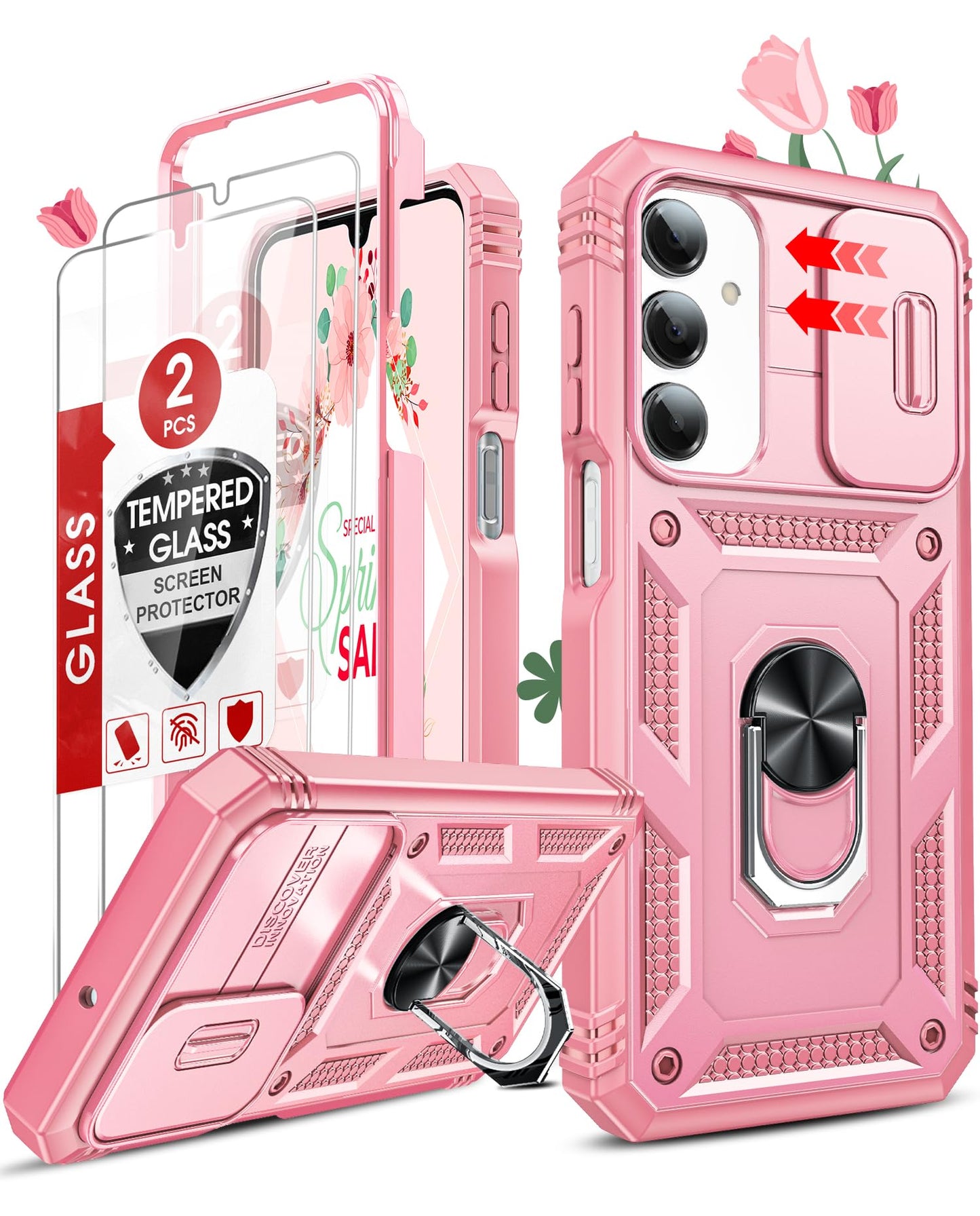 LeYi Samsung S25 FE Case with Camera Cover & Stand