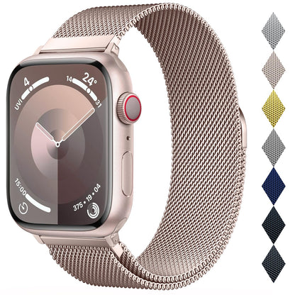 Original Stainless Steel Loop for Apple Watch Band 38mm 40mm 41mm 42mm 44mm 45mm 49mm, Magnetic Clasp Replacement Bands for iwatch Series Ultra SE 8 7 6 5 4 3 2 1, Women & Men Watch Strap for Apple
