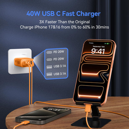 USB C Wall Charger Block, 40W USB Type C iPhone Charger Fast Charging Block