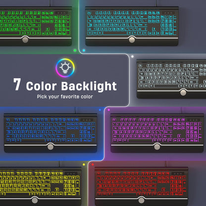 GlowType: Large Print 7-Color Backlit Keyboard
