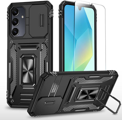 SunStory Phone Case Compatible with Samsung Galaxy A16 5G Case with HD Screen Protector & Slide Camera Cover & Kickstand, [Military-Grade] Phone Case for Samsung A16 (Red)