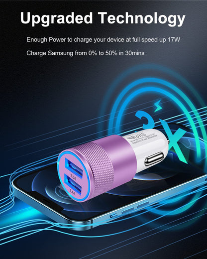 DualBoost Car Charger: Fast 3.4A 2-Pack USB Adapter