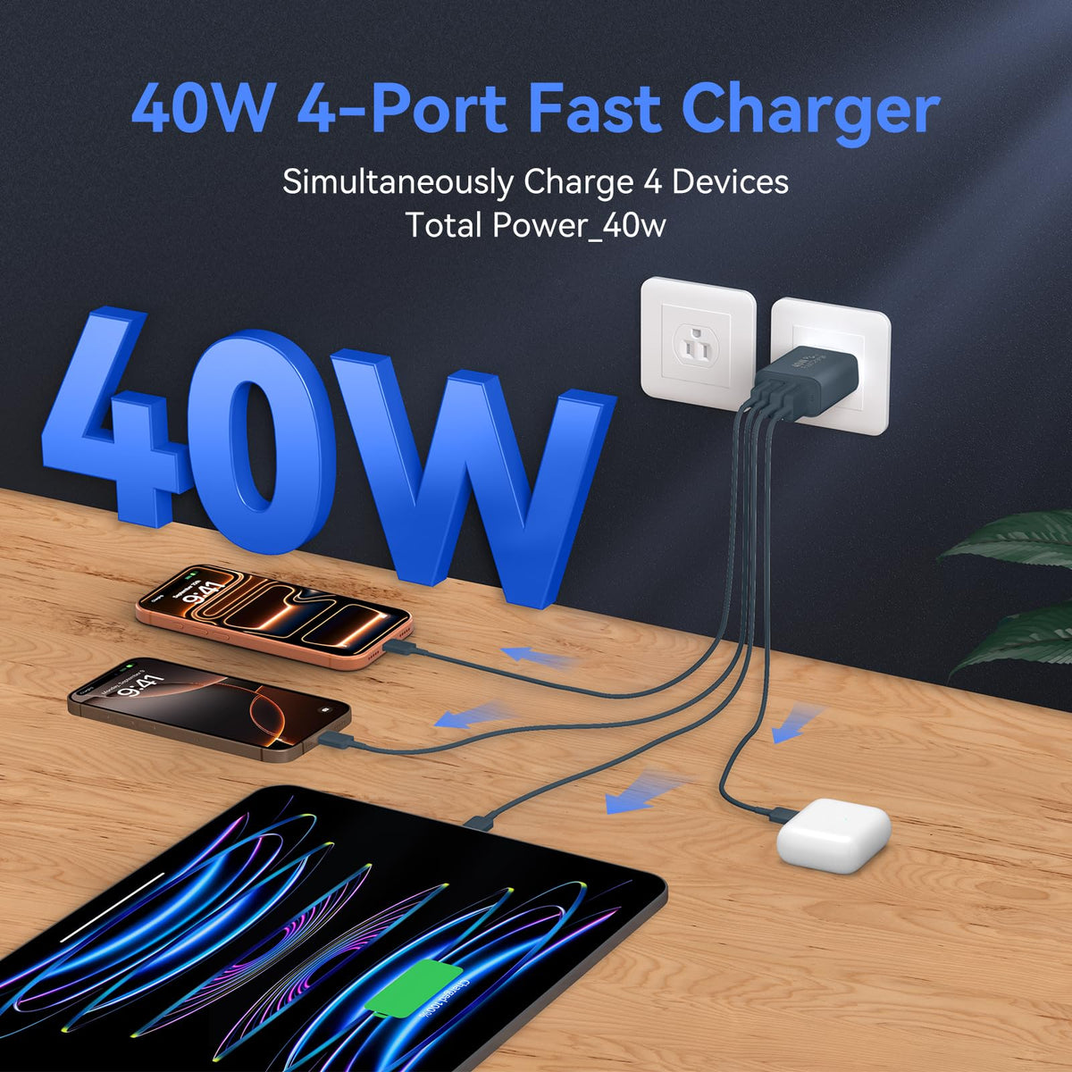 USB C Wall Charger Block, 40W USB Type C iPhone Charger Fast Charging Block