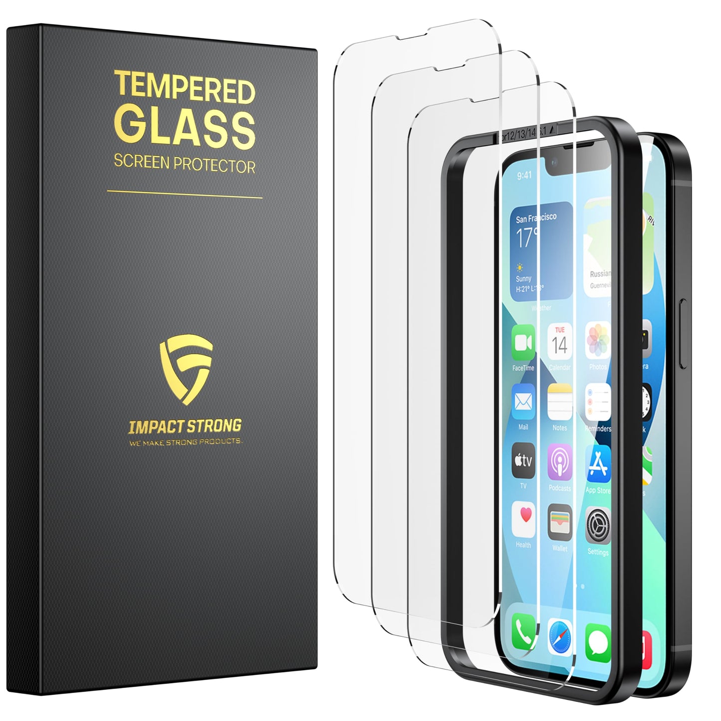 ImpactStrong 3-Pack Glass Protector for iPhone 15/16, 6.1