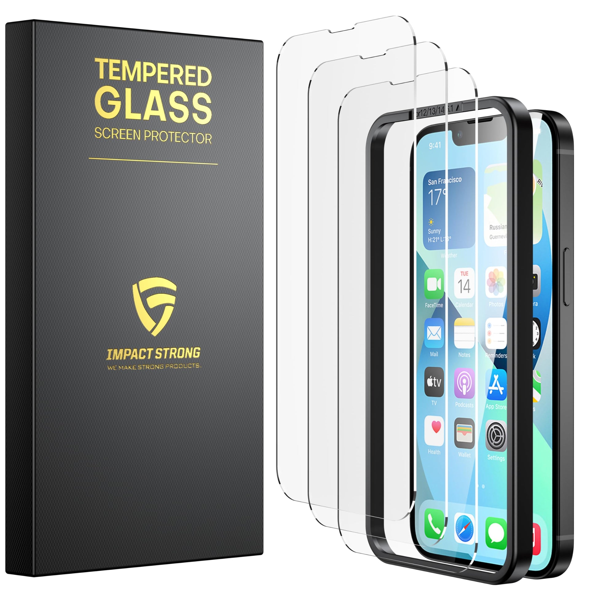 ImpactStrong 3-Pack Glass Protector for iPhone 15/16, 6.1